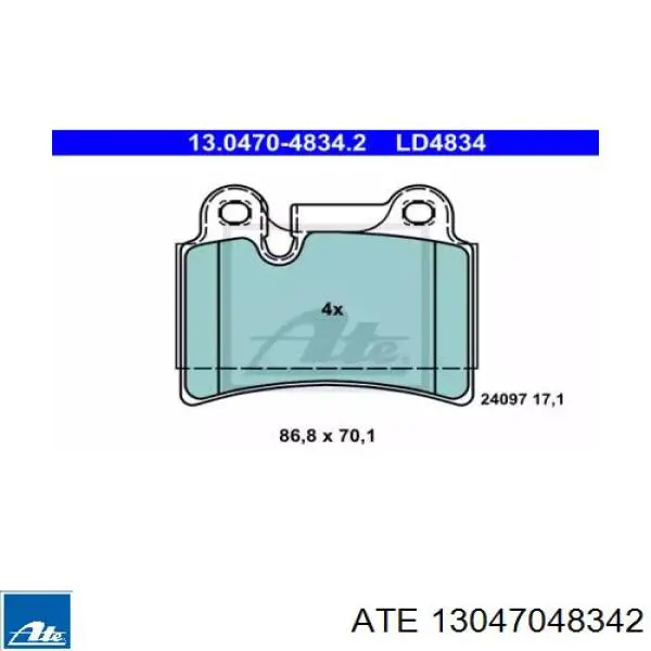 Задние тормозные колодки 13047048342 ATE