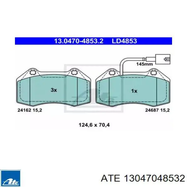 Передние тормозные колодки 13047048532 ATE