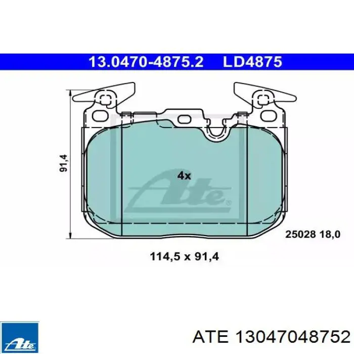 Передние тормозные колодки 13047048752 ATE