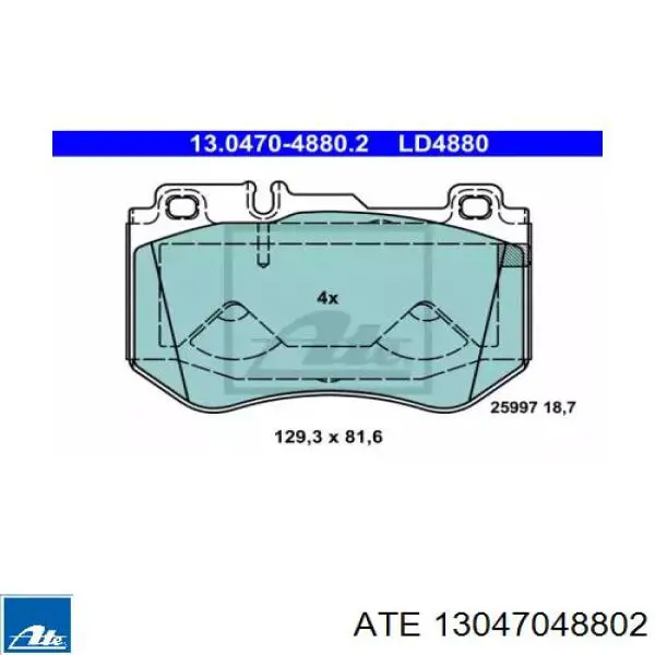 Передние тормозные колодки 13047048802 ATE