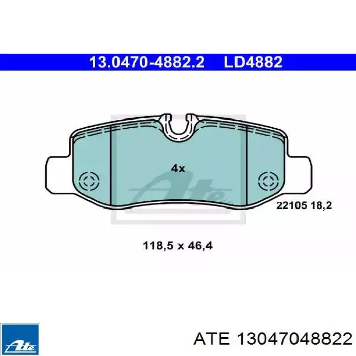 13.0470-4882.2 ATE sapatas do freio traseiras de disco