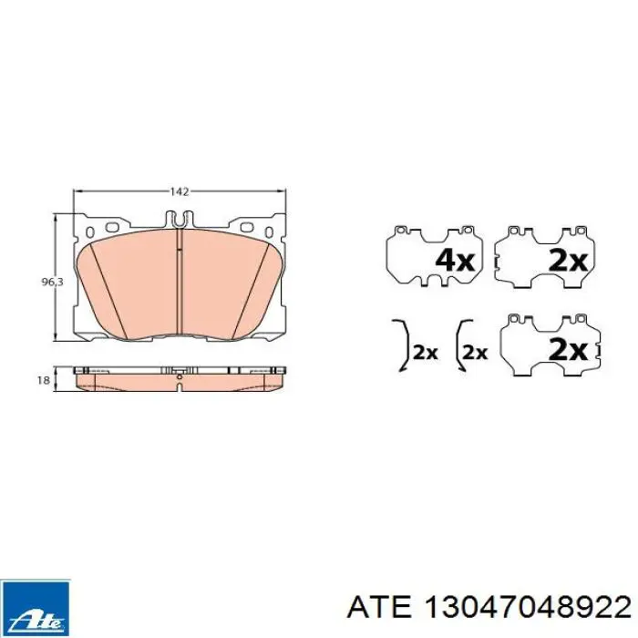 Передние тормозные колодки 13047048922 ATE