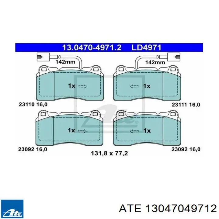 Передние тормозные колодки 13047049712 ATE