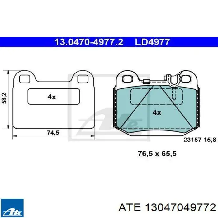 Задние тормозные колодки 13047049772 ATE