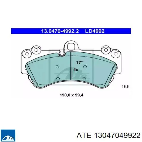 Передние тормозные колодки 13047049922 ATE
