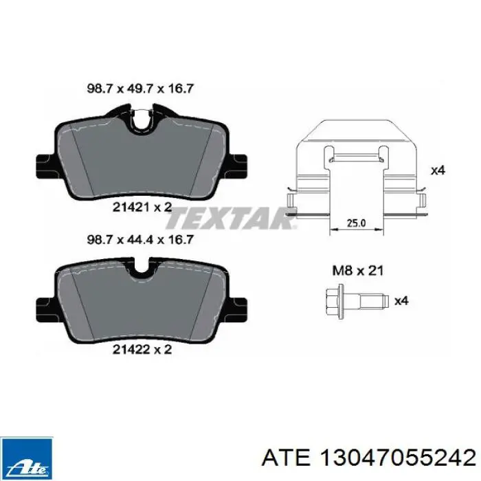 Задние тормозные колодки 13047055242 ATE