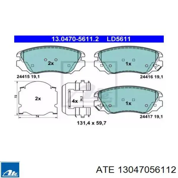 Передние тормозные колодки 13047056112 ATE