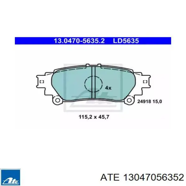Задние тормозные колодки 13047056352 ATE