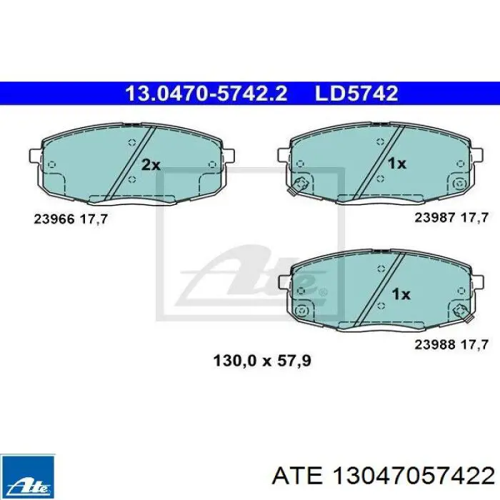 Передние тормозные колодки 13047057422 ATE