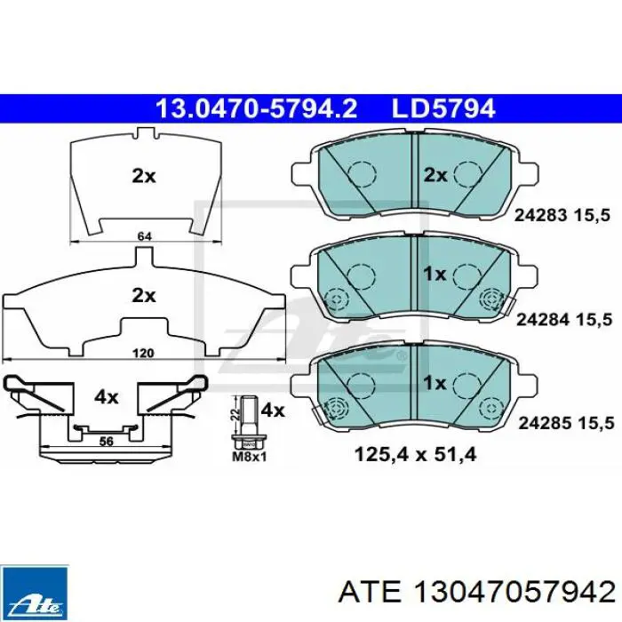 Передние тормозные колодки 13047057942 ATE