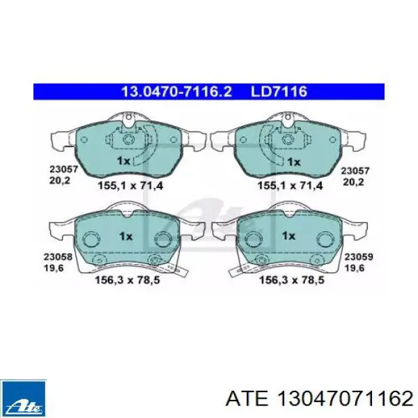 Передние тормозные колодки 13047071162 ATE