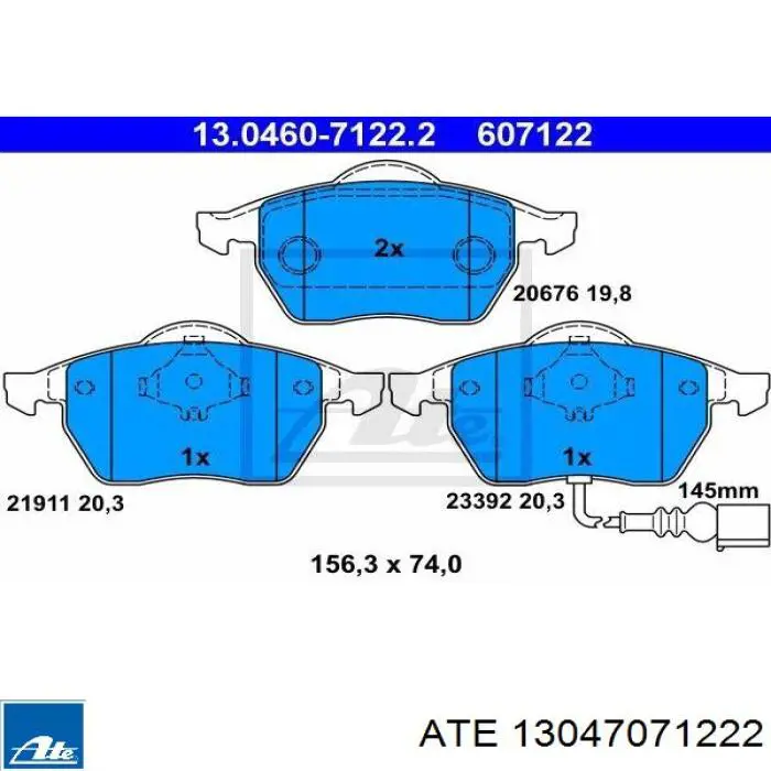 Колодки ATE 13047071222 цена, от 26.25 USD