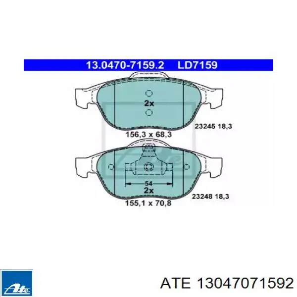 Передние тормозные колодки 13047071592 ATE