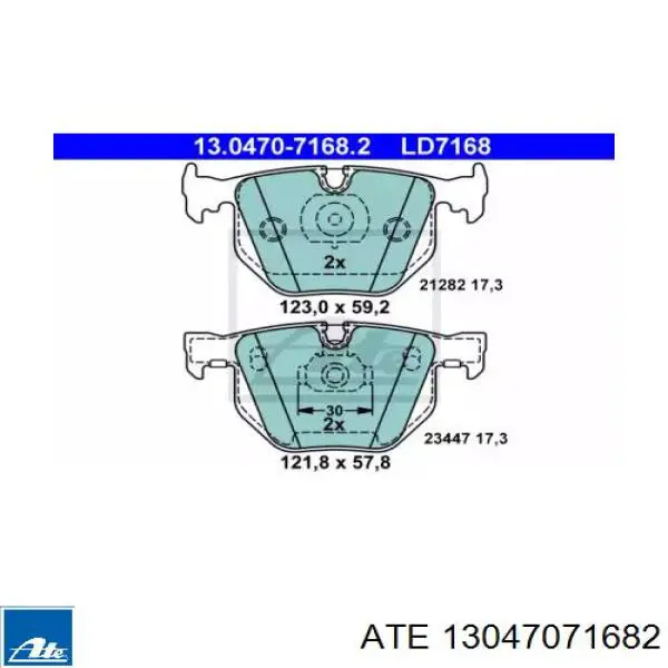 13047071682 ATE колодки тормозные задние дисковые