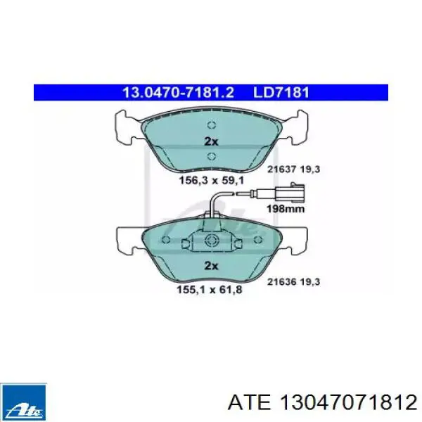 Передние тормозные колодки 13047071812 ATE