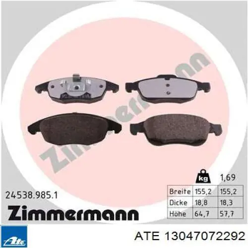 Тормозные колодки ATE 13047072292