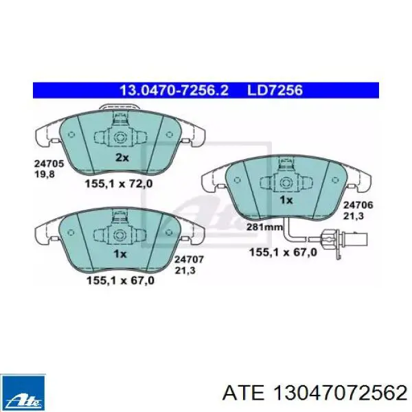 Колодки ATE 13047072562 цена, от 56.93 USD