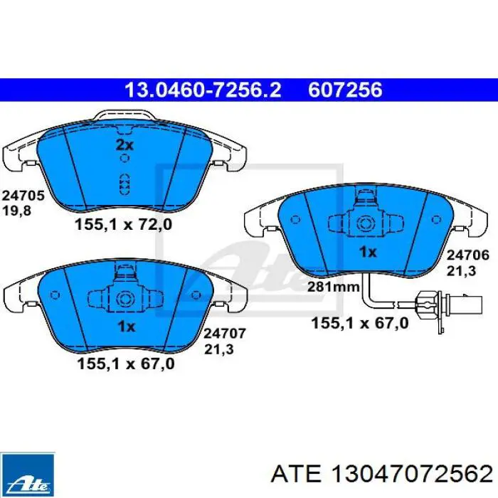 Колодки ATE 13047072562 цена, от 56.93 USD