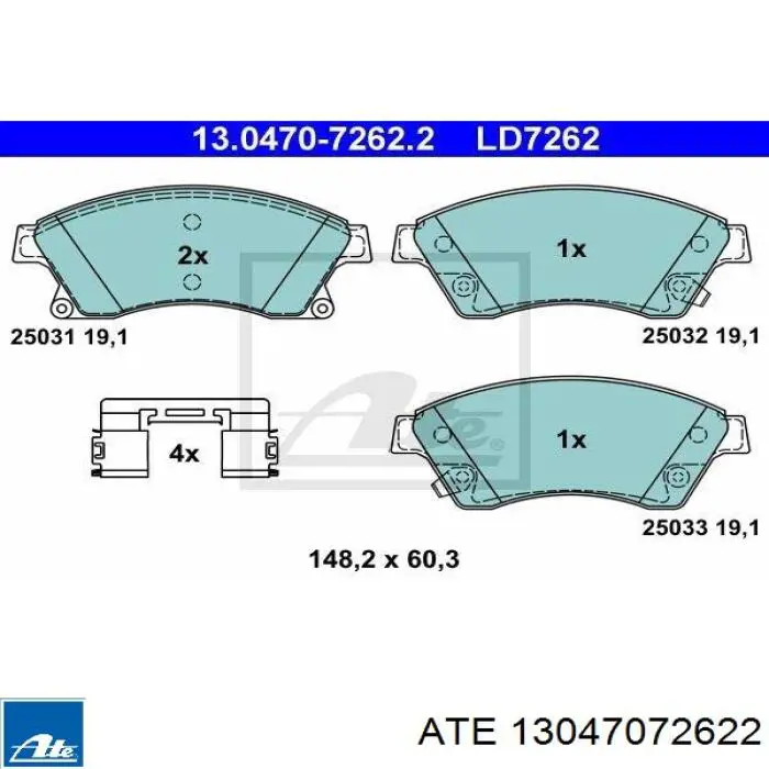 Передние тормозные колодки 13047072622 ATE