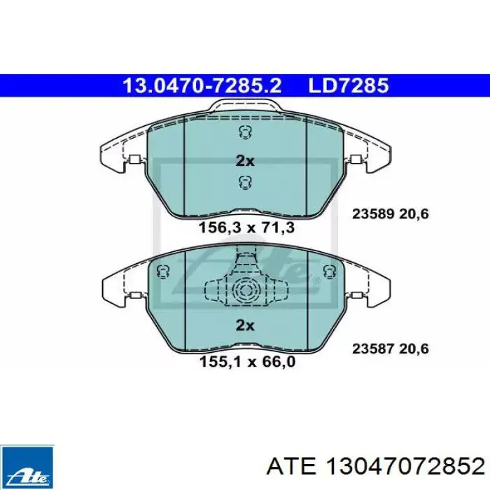 Передние тормозные колодки 13047072852 ATE