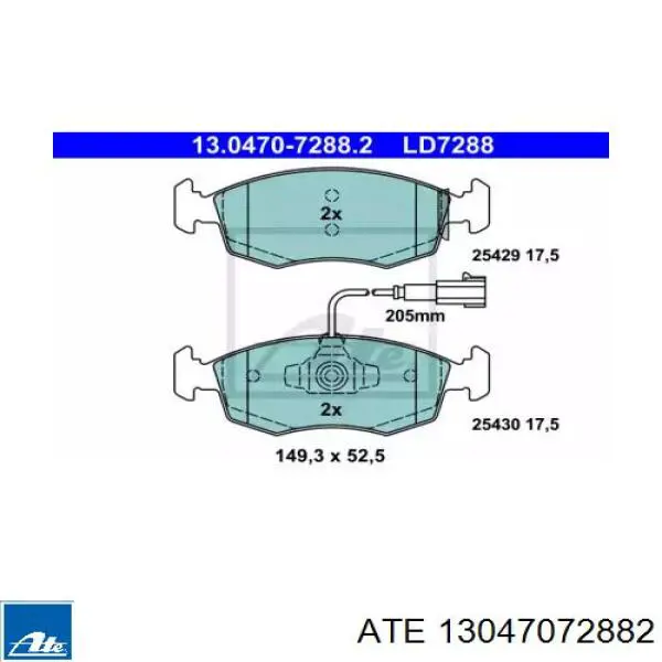 Передние тормозные колодки 13047072882 ATE