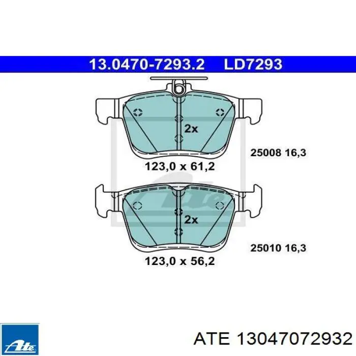 Колодки гальмові задні, дискові 13047072932 ATE