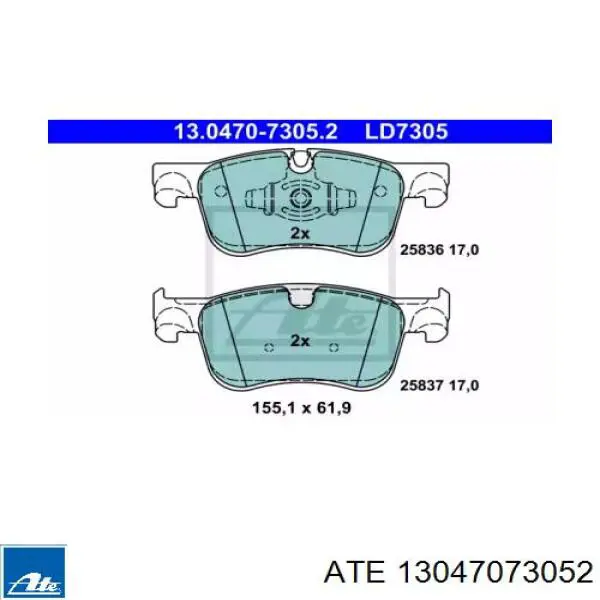 Передние тормозные колодки 13047073052 ATE