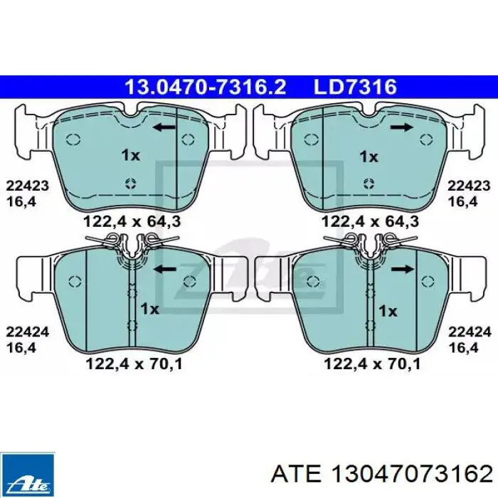 13047073162 ATE sapatas do freio traseiras de disco