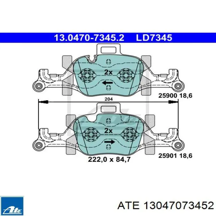 Передние тормозные колодки 13047073452 ATE