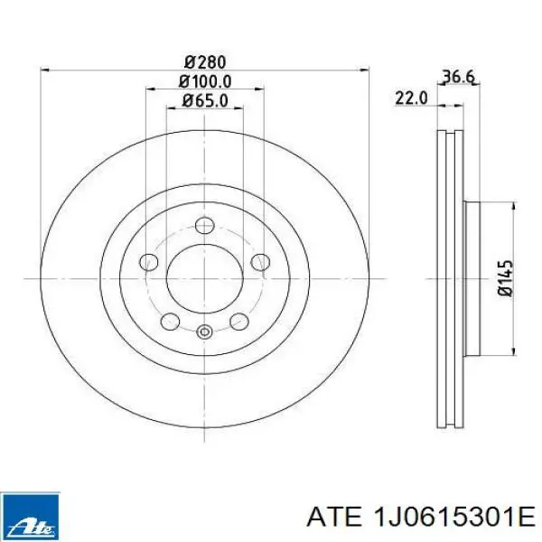 Передние тормозные диски 1J0615301E ATE