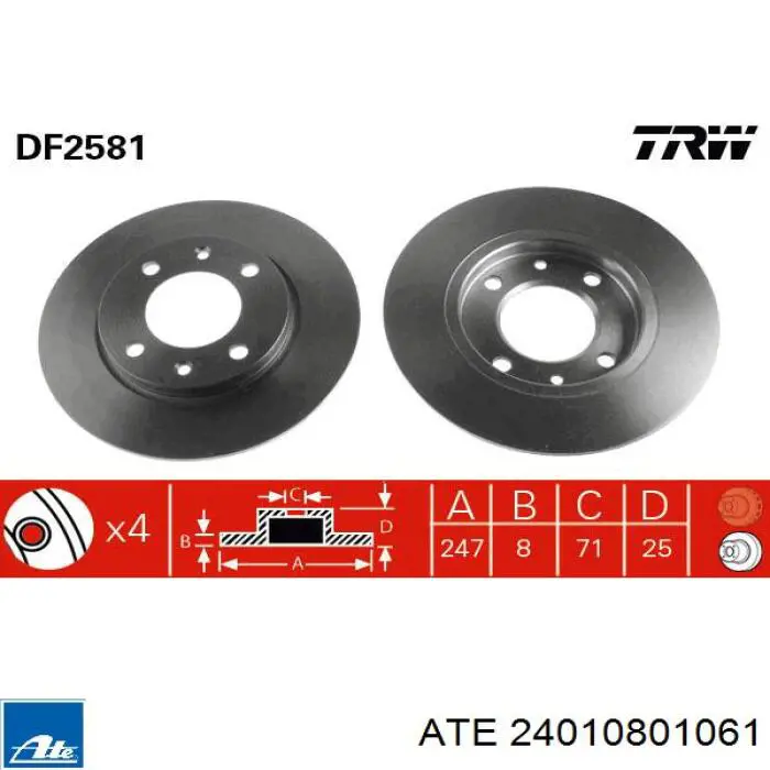 Задний дисковый тормоз ATE 24010801061
