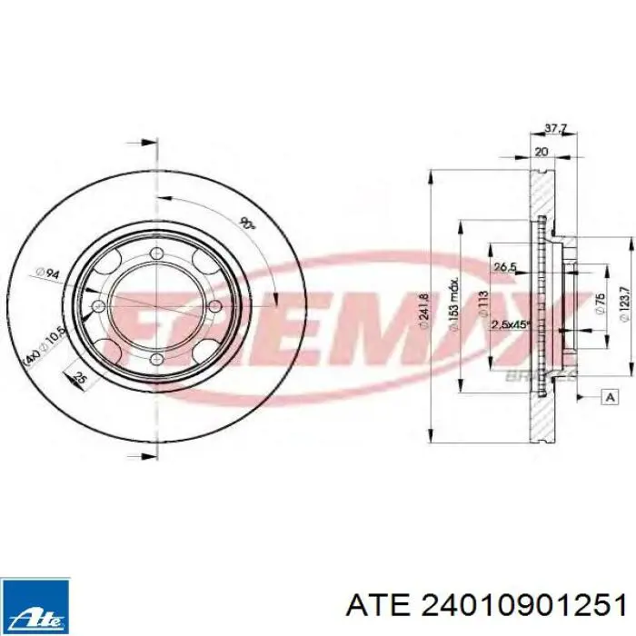 Тормозные диски 24010901251 ATE