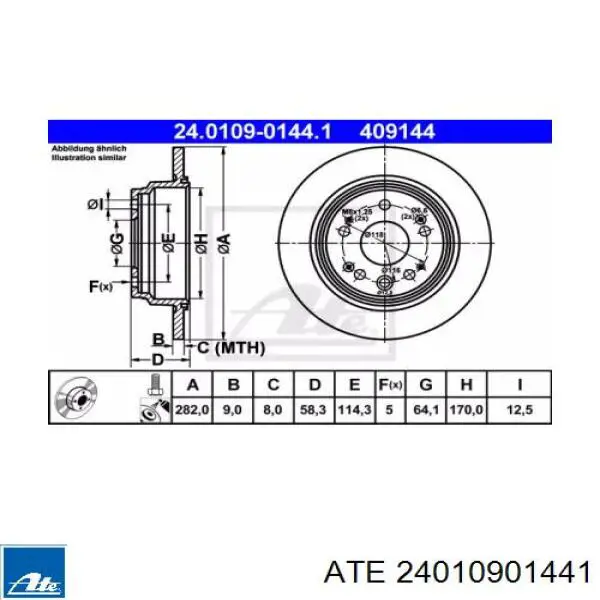Тормозные диски 24010901441 ATE