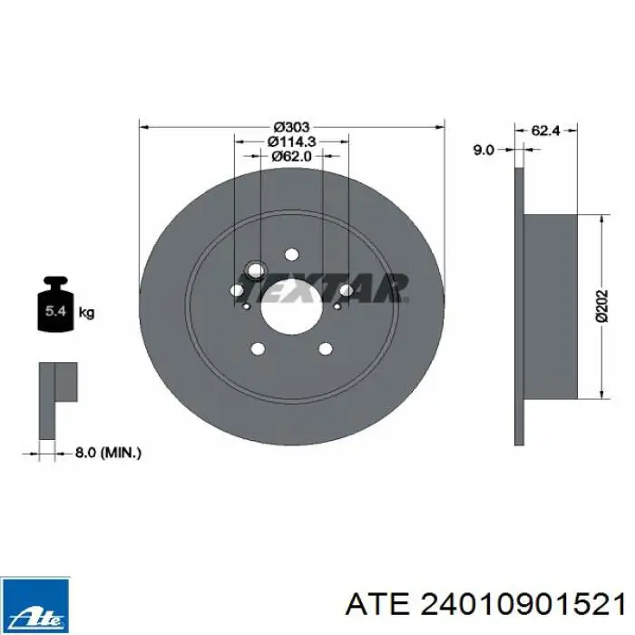 Задний тормозной диск ATE 24010901521 цена, от 41.84 USD