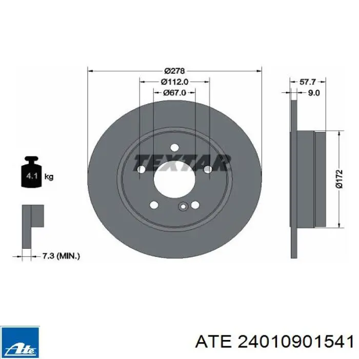 Задний тормозной диск ATE 24010901541 цена, от 51.64 USD
