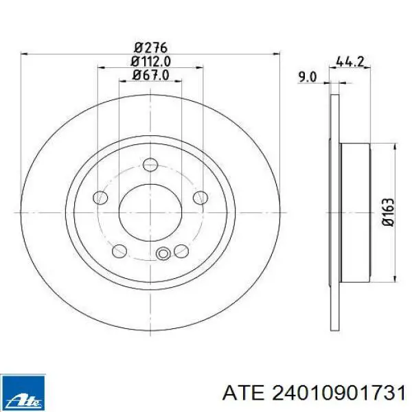 Задний тормозной диск ATE 24010901731 цена, от 47.46 USD