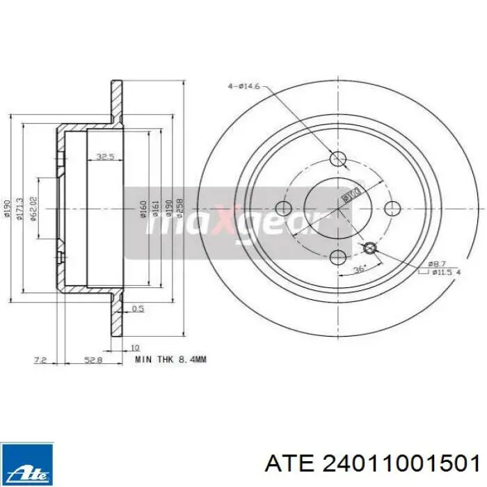 Задний тормозной диск ATE 24011001501 цена, от 29.82 USD