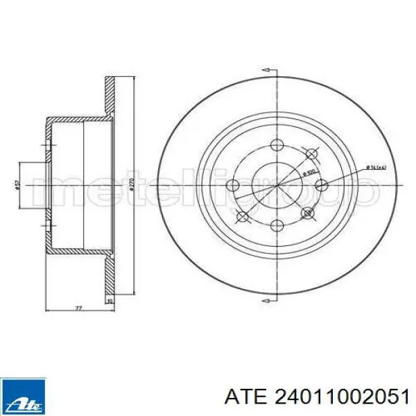 Задний тормозной диск ATE 24011002051 цена, от 28.23 USD