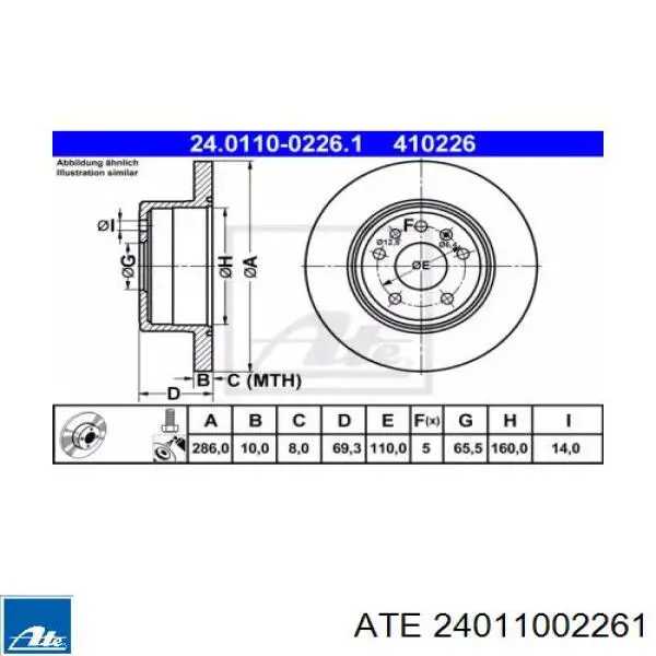 Тормозные диски 24011002261 ATE