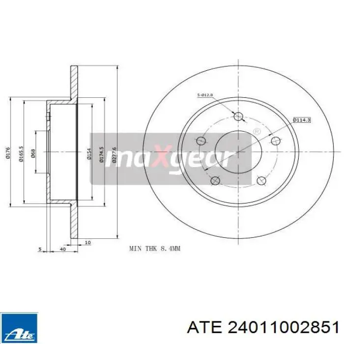 Задний тормозной диск ATE 24011002851 цена, от 31.66 USD
