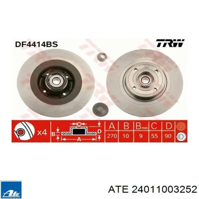Задний тормозной диск ATE 24011003252 цена, от 99.28 USD