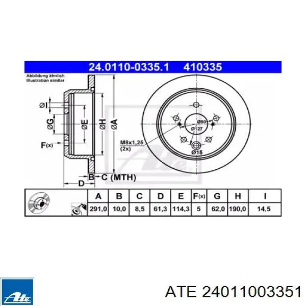 Тормозные диски 24011003351 ATE