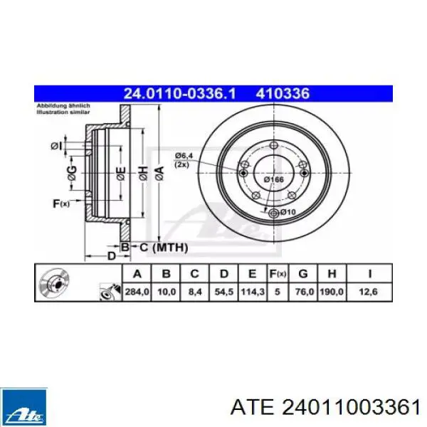 Тормозные диски 24011003361 ATE