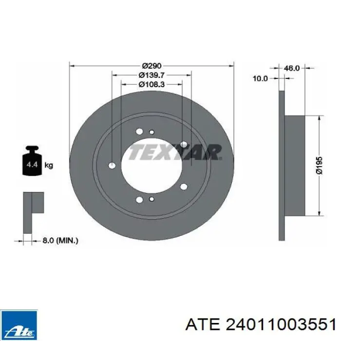 Купить 24011003551 ATE Ротор тормозной