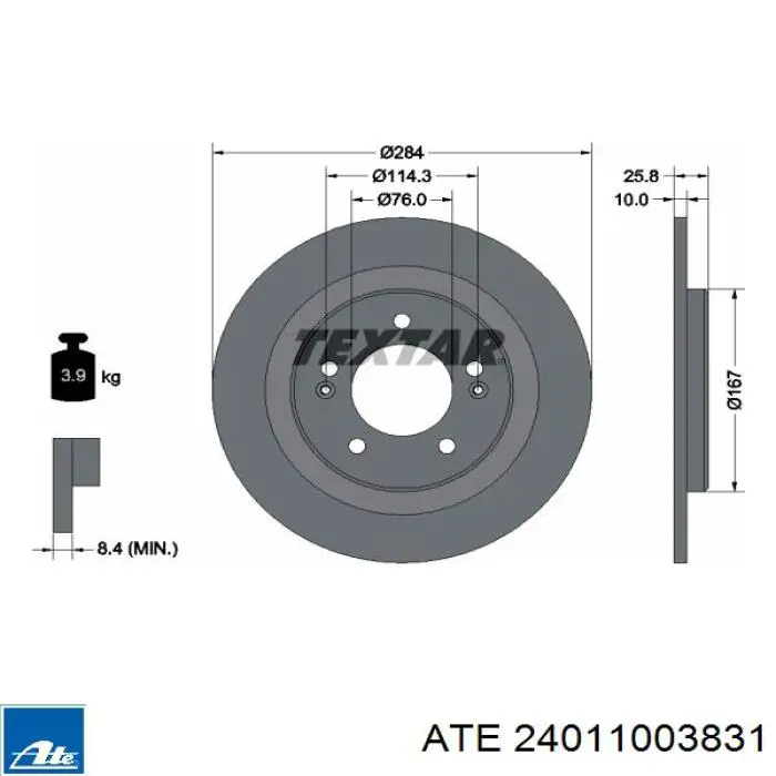 24.0110-0383.1 ATE диск тормозной задний