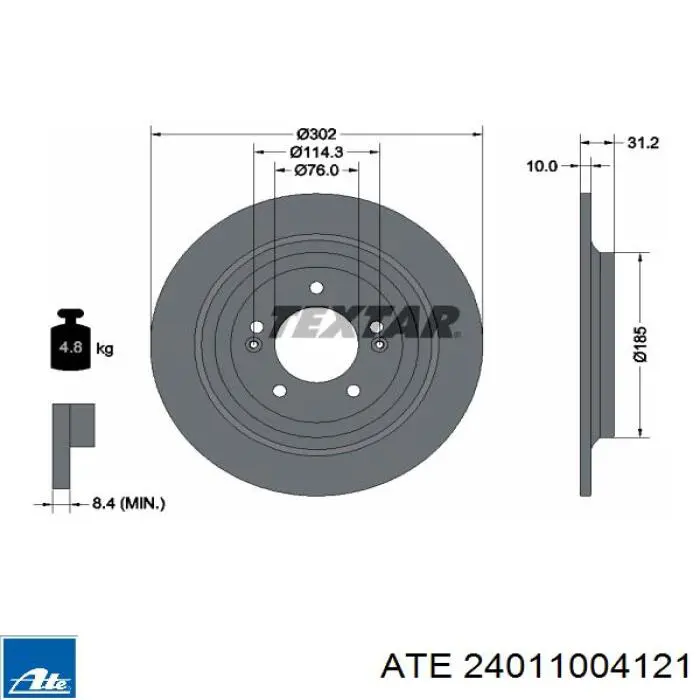24011004121 ATE disco do freio traseiro