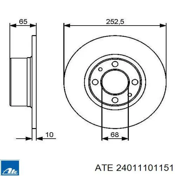 Тормоз дисковый передний ATE 24011101151 цена, от 23.18 USD
