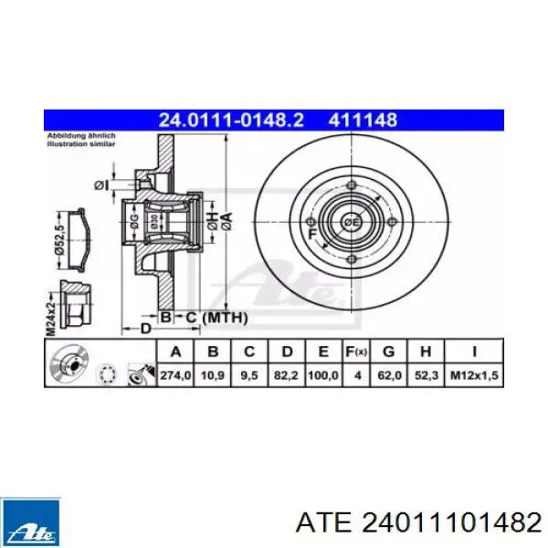Тормозные диски 24011101482 ATE