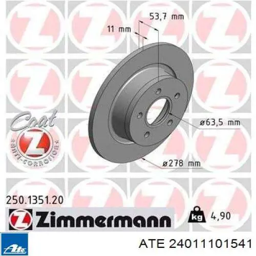 Задний тормозной диск ATE 24011101541 цена, от 37.94 USD