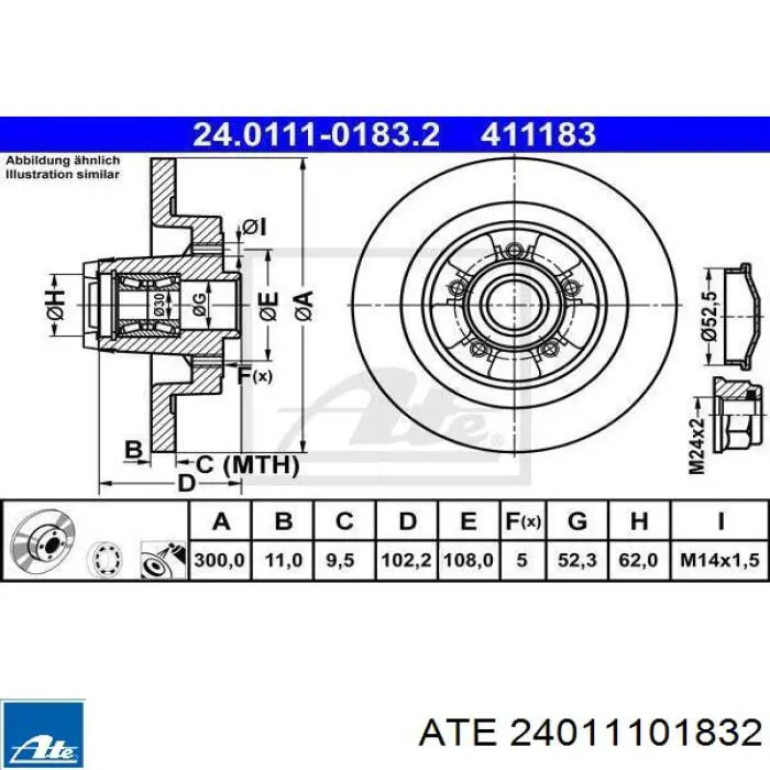 Тормозные диски 24011101832 ATE